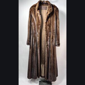MARSHALL FIELD'S Vintage Full Lenght Dark Brown Mink Woman Coat